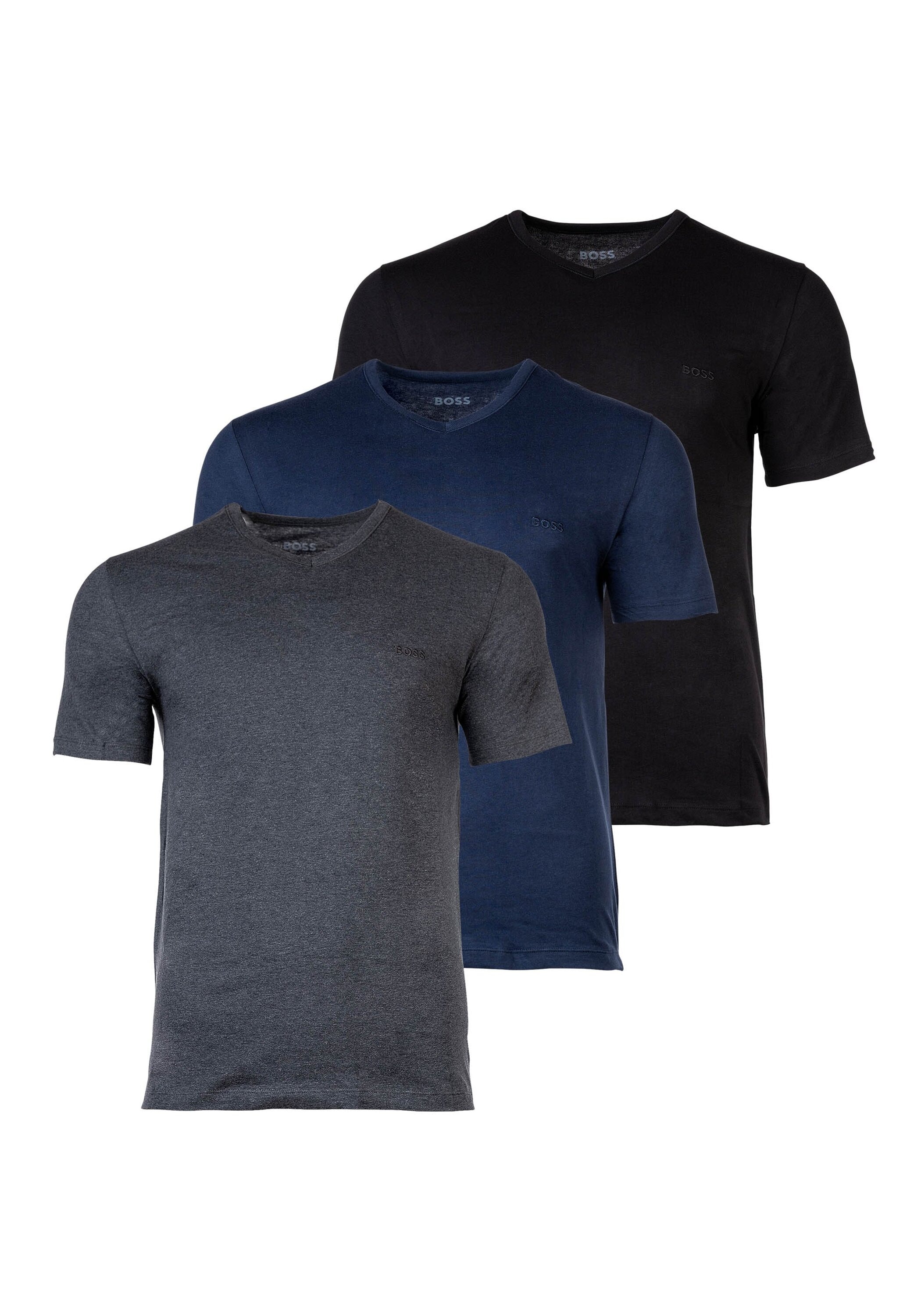 T-Shirt BOSS "T-Shirt T-ShirtVN 3P Classic 3er Pack", Herren, Gr. S, bunt (blau, grau, schwarz), Obermaterial: 100% Baumwolle CO., Shirts T-Shirt