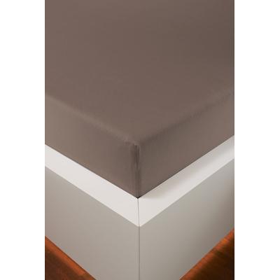 Spannbettlaken BELLANA "Melone in Gr. 70x140, 90x200, 140x200 oder 180x200 cm", braun (kakao), B:140-160cm L:200cm, Mako-Jersey, Obermaterial: 100% Baumwolle, Laken, Baumwolle, Matratzen bis 10 cm Höhe, Spannbetttuch auch für Kinder Image