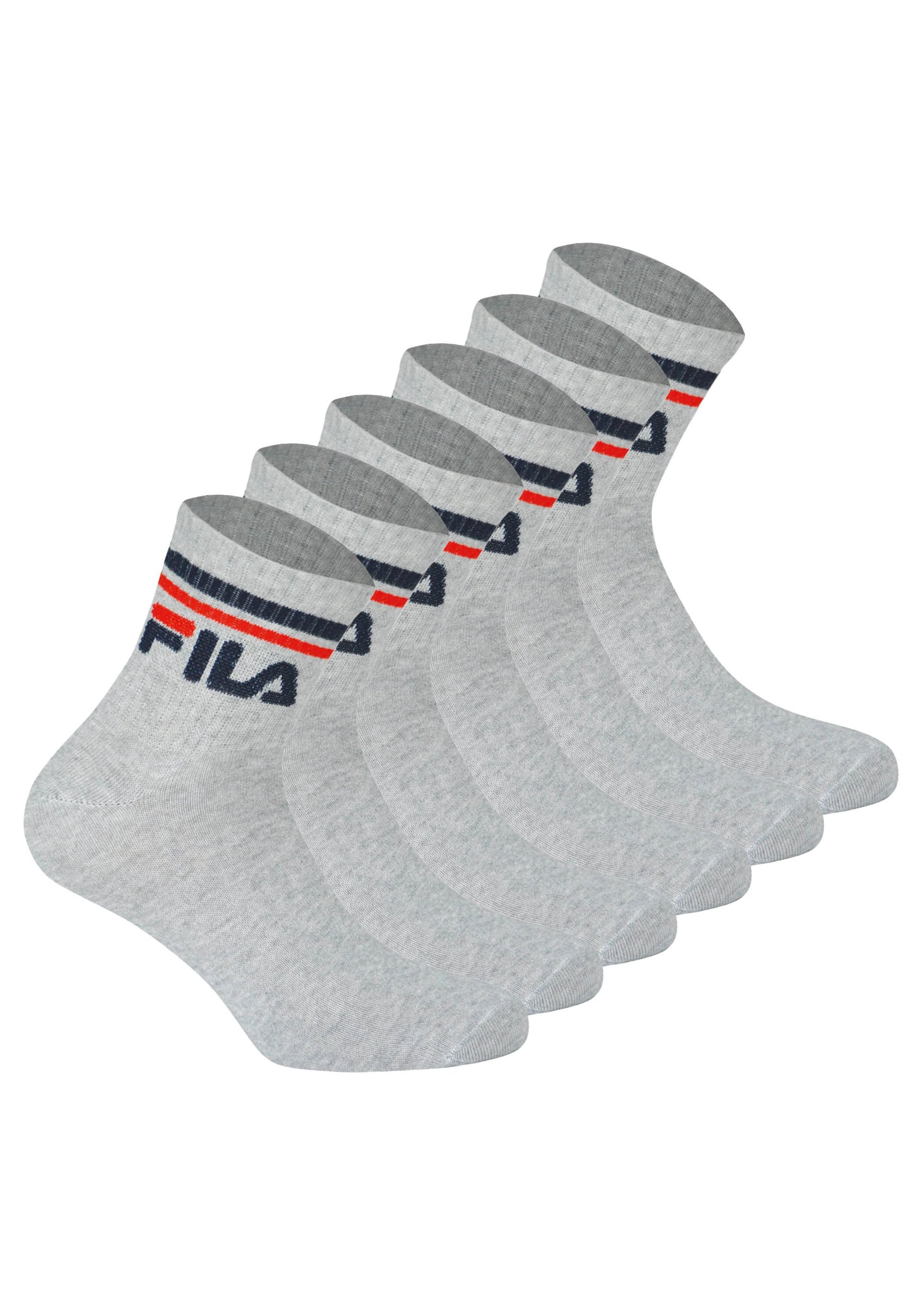 Kurzsocken FILA "Socken 6er Pack", Herren, Gr. 43-46, grau, Obermaterial: 80% Baumwolle CO. 18% Polyester PES. 2% Elasthan EL., Socken