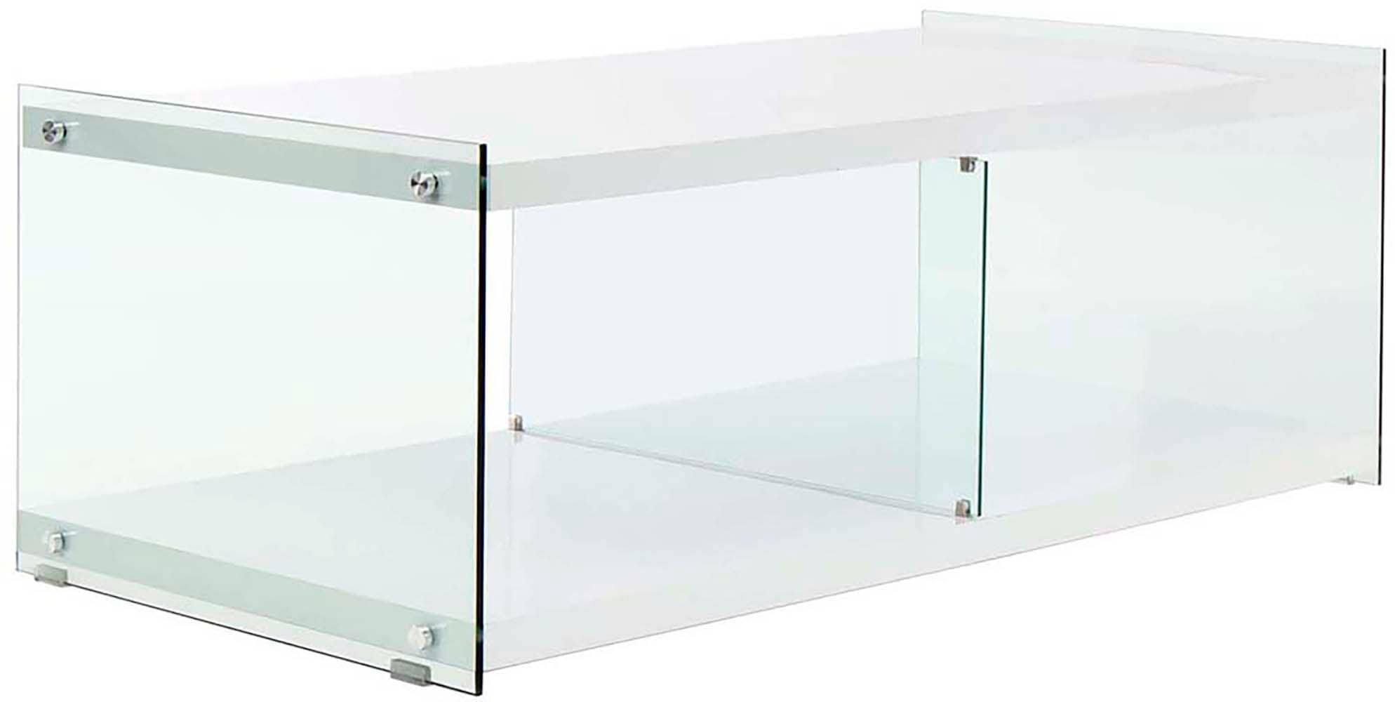 TV-Schrank KAYOOM "TV-Tisch Elementary, eckige Form, viel Ablagefläche", weiß, B:120cm H:45cm T:60cm, Schränke, TV-Tisch, gehärtetes Glas, pflegeleicht