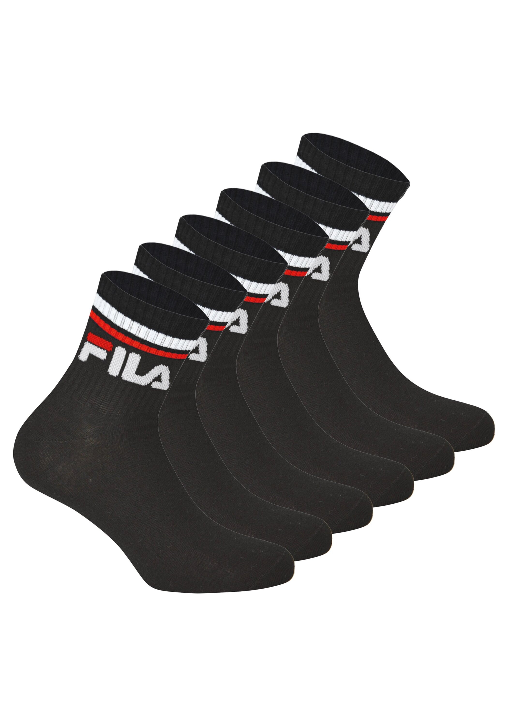 Kurzsocken FILA "Socken 6er Pack", Herren, Gr. 43-46, schwarz, Obermaterial: 80% Baumwolle CO. 18% Polyester PES. 2% Elasthan EL., Socken