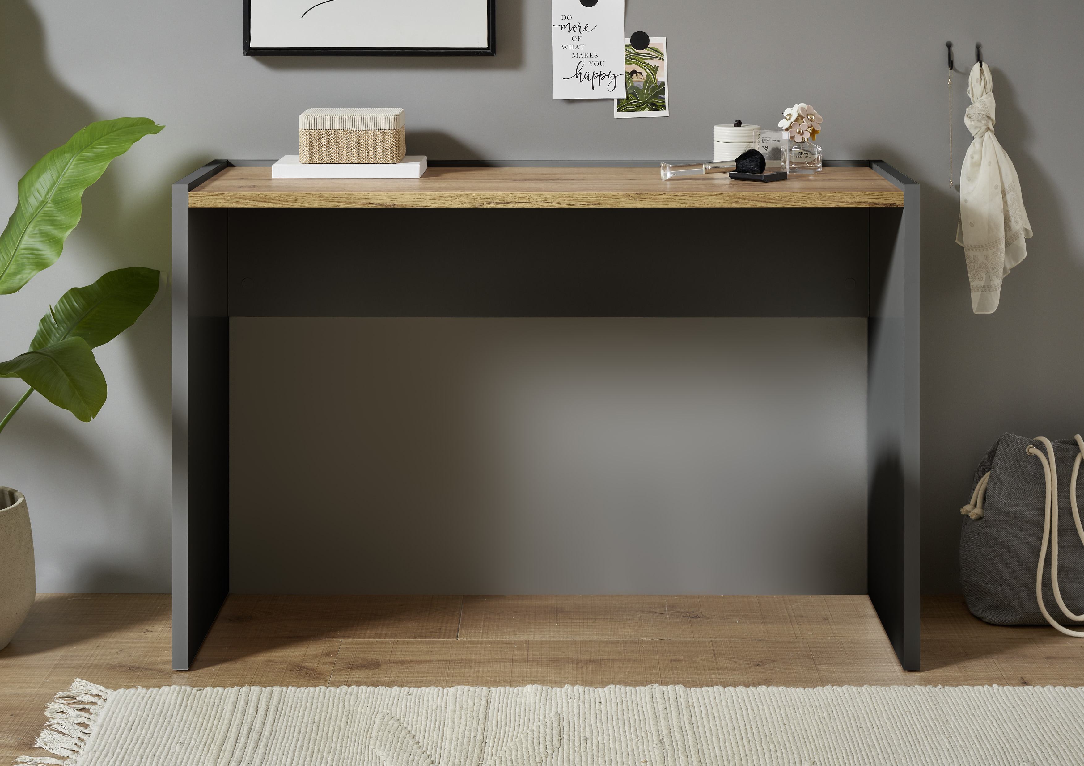 Konsole INOSIGN "CiTY/GiRON, Konsolentisch, Schminktisch, Schreibtisch, Beistelltisch", schwarz (anthrazit, wotan eiche dekor), B:120cm H:78cm T:40cm, FSC-zertifizierter Holzwerkstoff, Sideboards, in zwei Farben erhältlich, abgesenkte Tischplatte