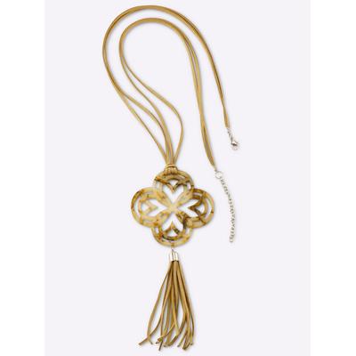 Kette mit Anhänger HEINE, Damen, Gr. Kunststoff-Synthetik-Metall, beige (natur), Kunststoff, Synthetik, Metall, Halsketten Image