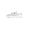Plateausneaker TOMMY HILFIGER "ESSENT BASKET SNEAKER METALLIC", Damen, Gr. 40, weiß (hellgrau, weiß), Leder, Textil, Lederimitat, sportlich, Schuhe, Freizeitschuh, Halbschuh, Schnürschuh mit seitlicher Logoflagge