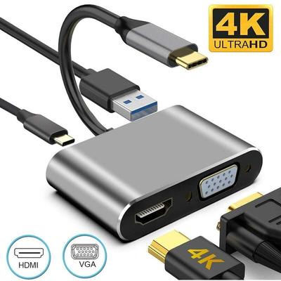 XVX - Typ-C zu hdmi und vga und usb und pd, 4 in 1 Typ c zu vga hdmi 4K uhd USB3.0 und PD3.0 Hub, Image