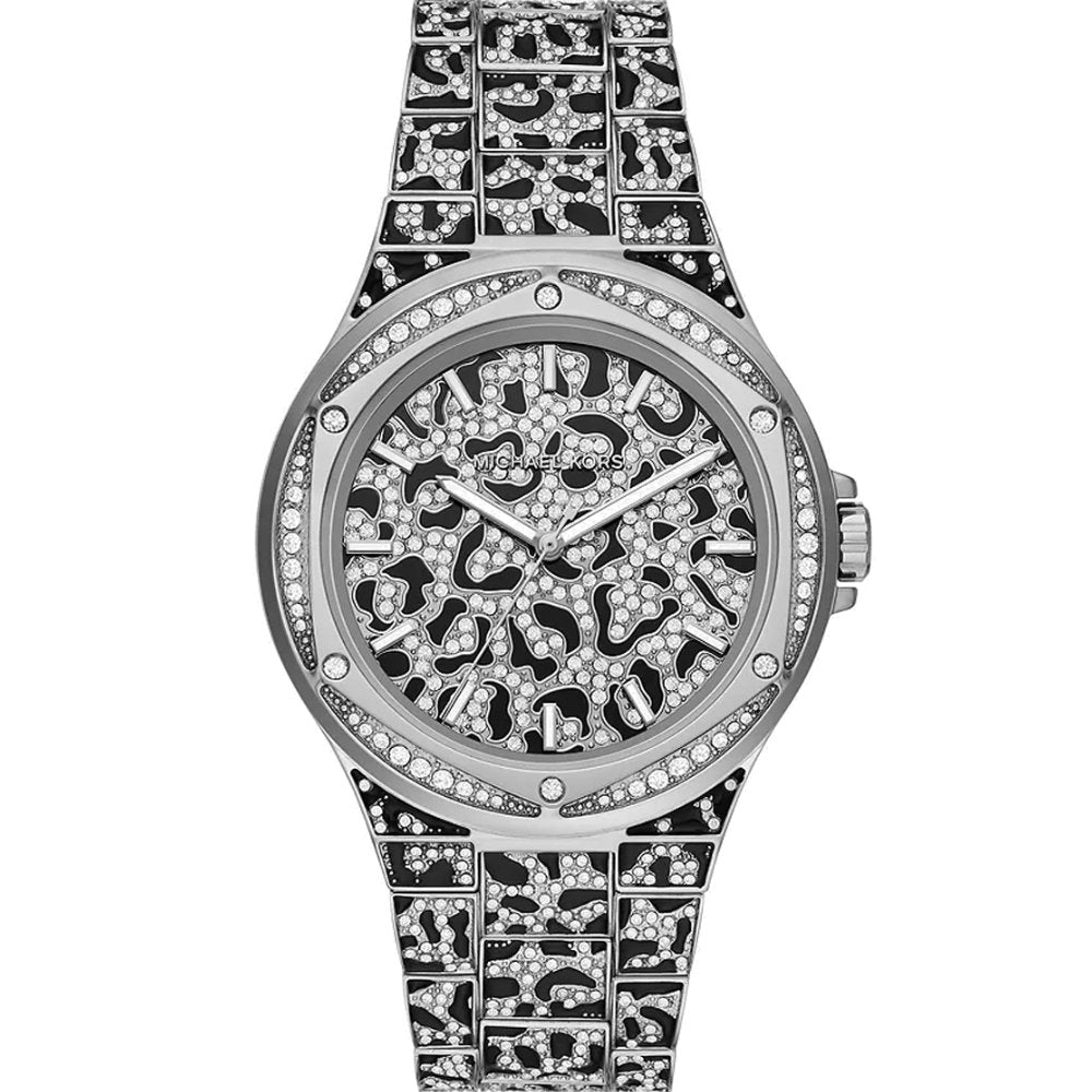 Michael Kors Womens MK7408 Animal Two-tone Ladies Watch - Black & Silver Stainless Steel - One Size | Michael Kors Sale | Discount Designer Brands