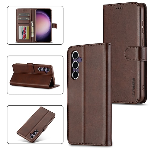 Handy Hülle Handyhüllen Für Samsung Galaxy S26 Ultra Plus S25 S24 S23 S24 FE S22 S21 Ultra Plus S20 Flip-Cover Mit Ständer Magnetisch Kartenfach Retro TPU PU-Leder Image