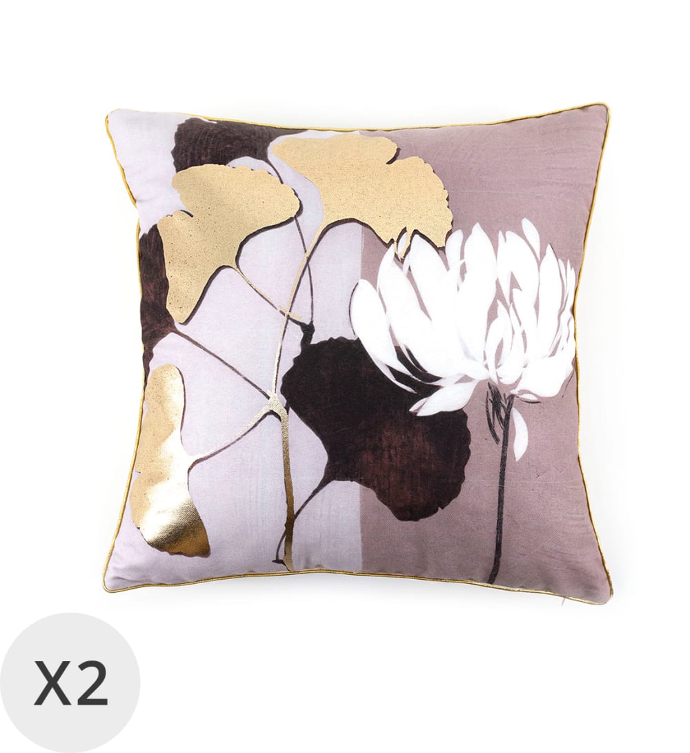 Set de 2 coussins pivoine 45 x 45 cm
