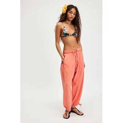 Hadley Poplin Trousers at Free People in Thriving Coral, Size: Small