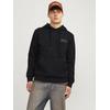 Kapuzensweatshirt JACK & JONES "JJECORP LOGO SWEAT HOOD NOOS", Herren, Gr. S, schwarz (schwarz detail:small print, schwarz), angeraute Sweatware, Obermaterial: 70% Baumwolle, 30% Polyester, bedruckt, modisch, regular fit taillenbedeckt, ohne...