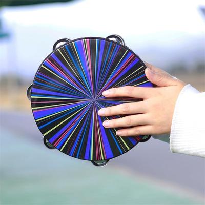Hand Drum Tambourine Hand-Rolled Percussion Instrument for Home Party - 8in