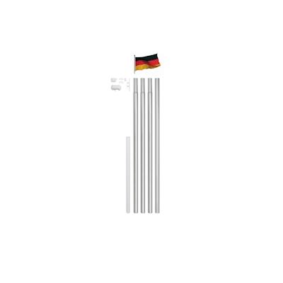 Alberts Fahnenmast & Deutschland Fahne im Set mit Zubehör Stange silber Teleskop Ø 50 mm Gesamthöhe: 6,2 m Image