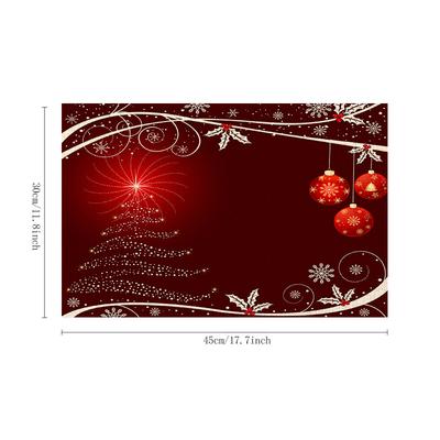 TEMU 4pcs Christmas Decoration Placemats With Abstract Christmas Tree , Suitable For Holiday Theme Desktop Decoration Image