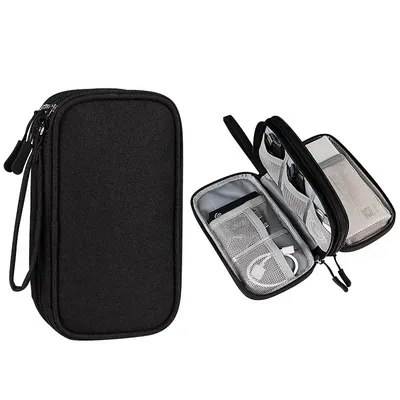 Zweischichtige Reise-Organizer-Tasche mit doppeltem Reißverschluss, Computer-Zubehörkabel, Image