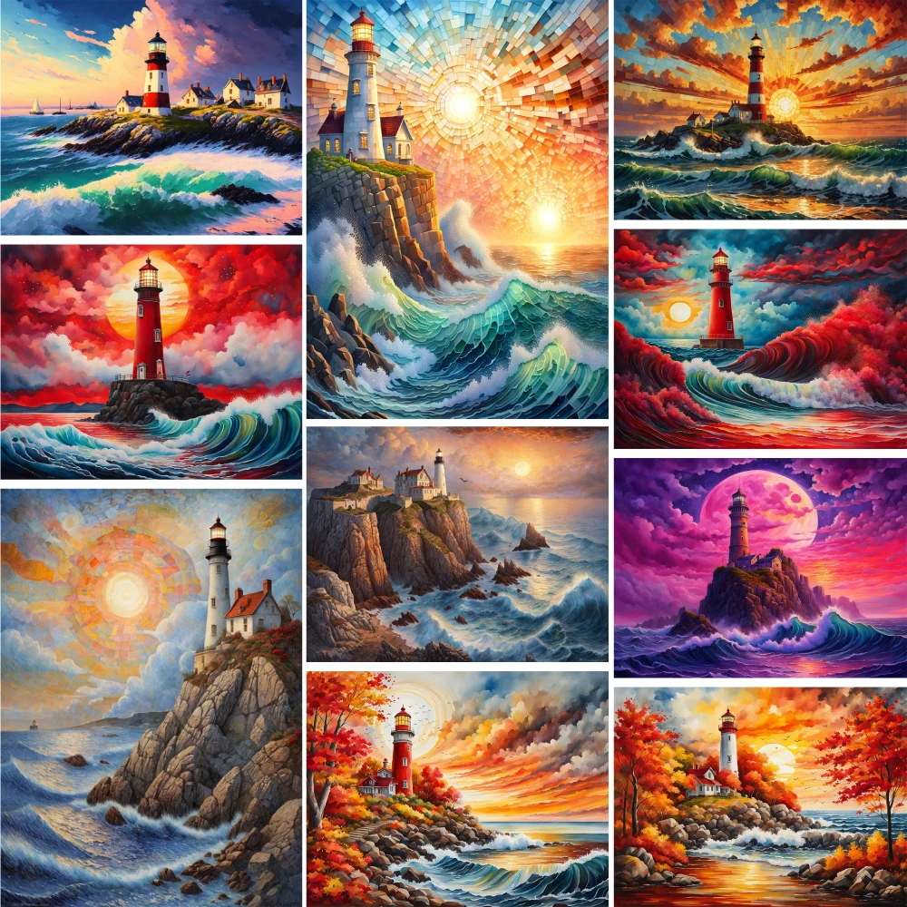 Landschaft Leuchtturm Gemälde nach Zahlen 20x30 personal isierte Bastel sets für Erwachsene Wand kunst Mutter Geschenk Drops hipping 2024 neu Image