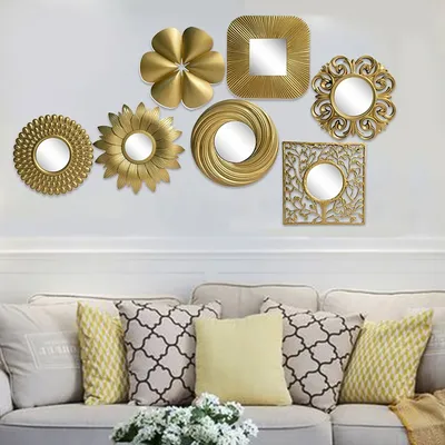 1/3 stücke Nordic Vintage Hintergrund Wohnzimmer Hintergrund Schlafzimmer Goldene Hängenden Spiegel Image