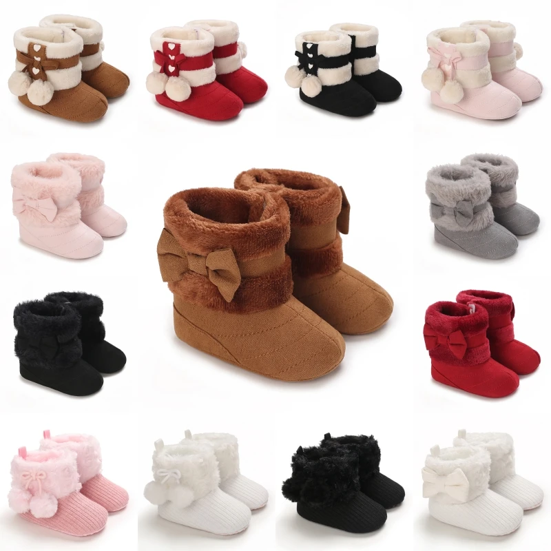 Gummi Nicht-slip Stiefel Winter Neugeborenen Baby Baumwolle Booties Nicht-Slip Sohle Kleinkind Junge Mädchen Erste Wanderer Infant warme Schuhe Stiefel Image