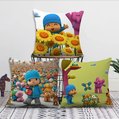Cartoon P-Pocoyos Niedlicher Kissenbezug, quadratisches Kissen, Zimmer, Schlafzimmer, Kopfteil, Image