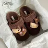 Kawaii Hello Kitty Plüsch Slipper Winter Hausschuhe Indoor und Outdoor Damen Warme Schuhe Mode