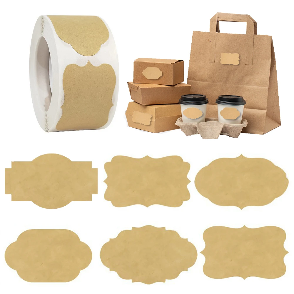 250 Stück Kraftpapier-Aufkleber, leere Etiketten, handgefertigt, Weihnachtsgeschenk, Etikett, Gewürzdose, Etikett, Umschlag, Backverpackung, Siegelaufkleber Image