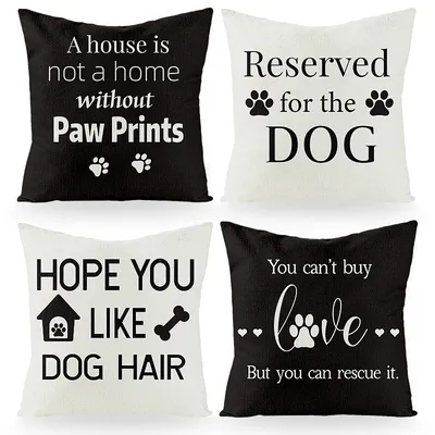 4-teiliges Kissenbezug-Set aus Leinen für Hunde, 45 x 45 cm, reserviert für einen Hund, Image