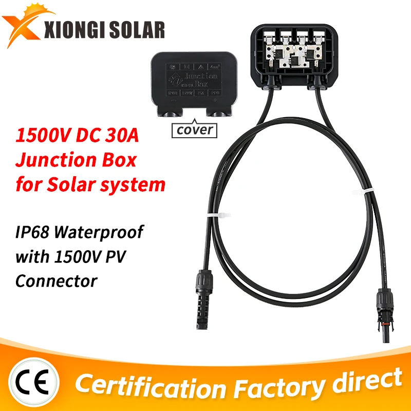 Halbfertiges Solarpanel zur Diodenprävention, 1500 V, 30 Anschlussdose, Solar-Photovoltaik-Panel-Stecker, mit Stecker und Kabel Image