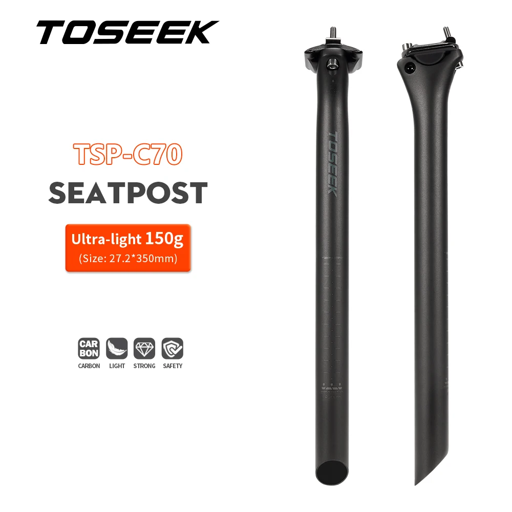 TOSEEK C70 Carbon Sattelstütze Leicht 27,2 31,6 mm Länge 350/400 mm Mattschwarz MTB Rennrad Sattelstütze Sattelrohr Fahrradteile Image