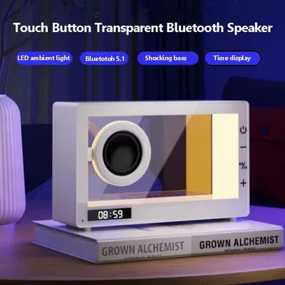 Vintage transparenter Bluetooth-Lautsprecher, buntes Licht, schockierender Bass, Soundbar, Image