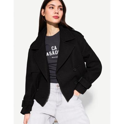 Bershka Short Soft Trench Coat Women Xl Black