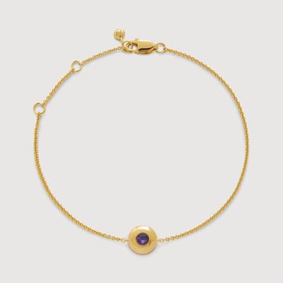 Gold February Birthstone Chain Bracelet Amethyst