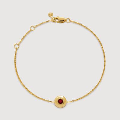 Gold January Birthstone Chain Bracelet Red Garnet