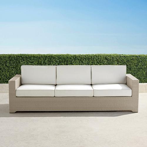 Palermo Sofa in Dove Wicker - Quick Dry, Restored Mediterranean Blue - Frontgate