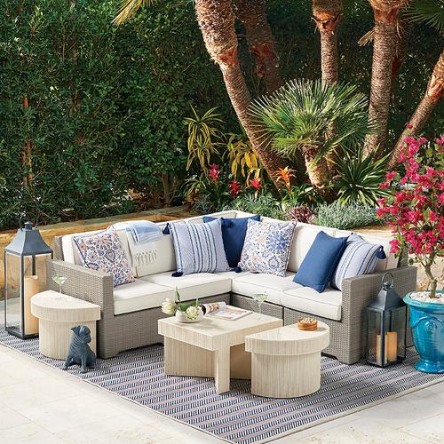Set of 2 Small Palermo Modular Seating Collection in Dove Wicker - Center Chairs, Quick Dry, Terracotta - Frontgate