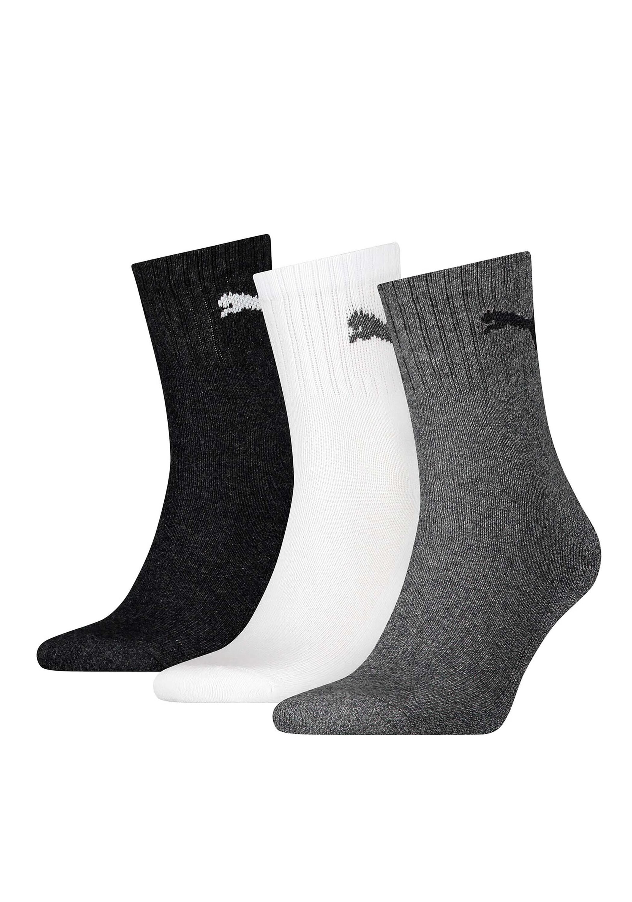 Kurzsocken PUMA "Socken 3er Pack", Herren, Gr. 47-49, bunt (schwarz, weiß, grau), Obermaterial: 78% Baumwolle CO. 18% Polyester PES. 2% Polyamid PA. 2% Elasthan EL., Socken