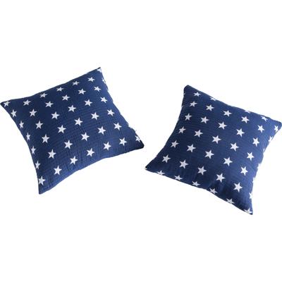 Kissenbezüge MY HOME "Yolanda Kissenhülle im Sterne Design", blau (marine), B:50cm L:50cm, Polycotton, Obermaterial: 50% Baumwolle, 50% Polyester, Kissenbezüge, mit Steppung Image