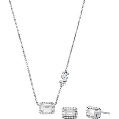 Ohrring und Ketten Set MICHAEL KORS "Schmuck Mulitpack Silber 925 Premium Kors Brilliance, MKC1759, MKC1760", silber (si