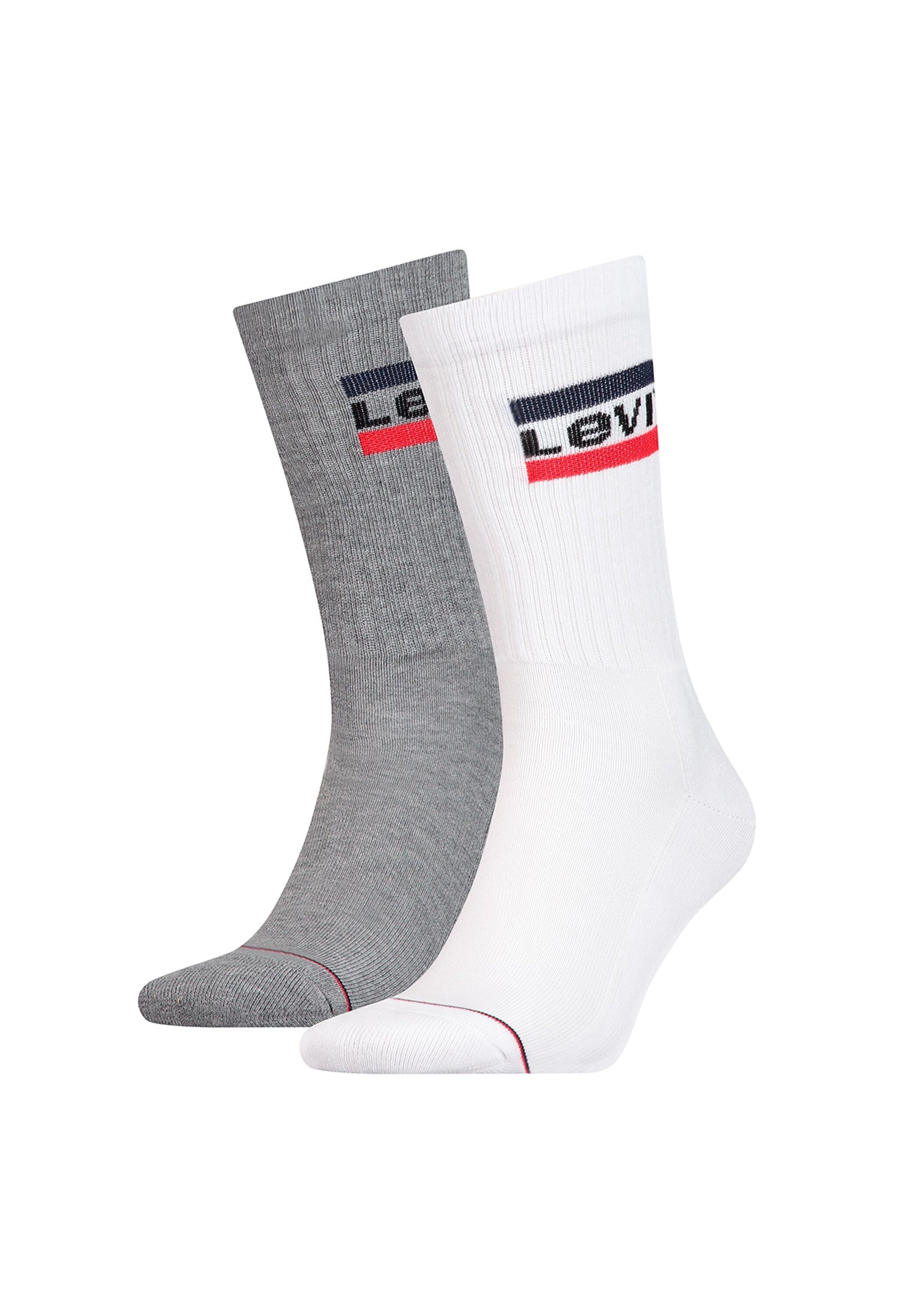 Kurzsocken LEVI'S "Socken 2er Pack", Herren, Gr. 43-46, weiß (weiß, grau), Obermaterial: 75% Baumwolle CO. 22% Polyamid PA. 3% Elasthan EL., Socken