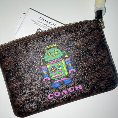 Coach Bags | Cosmic Coach Corner Zip Wristlet In Signature Canvas With Robot Print | Color: Brown/Green | Size: Os