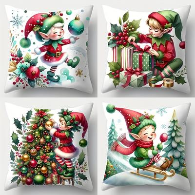 TEMU Traditional Elf Christmas Set Of 4, Polyester , , For , , , , Decoration - 2024 Christmas