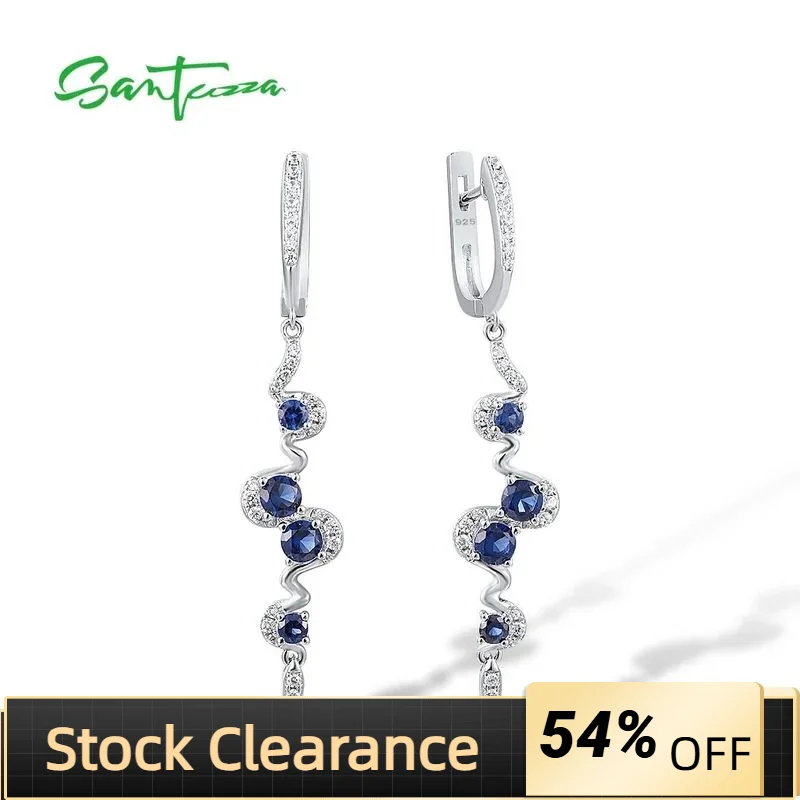 Orecchini da donna in argento )zza orecchini pendenti lunghi in argento Sterling 925 con zirconi bianchi blu gioielli delicati