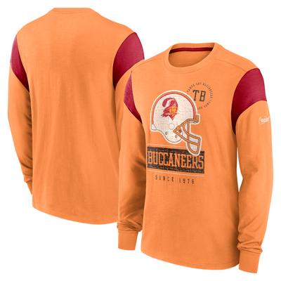 Herren Nike Heather Orange Tampa Bay Buccaneers Rewind Playback Helm Langarm-T-Shirt Image