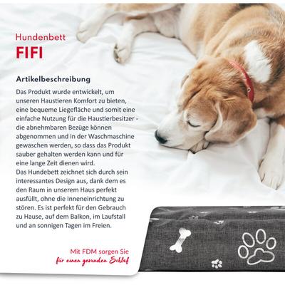 FDM - fifi wasserdichtes Hundebett 70x60x5 cm Polyurethanschaum mit waschbarem Bezug Grau/Silber Image