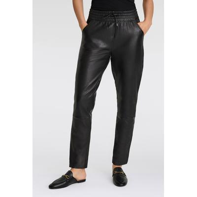 Lederhose MAURITIUS "MWTamika", Damen, Gr. S (36), N-Gr, schwarz, Obermaterial: 100% Schafsleder. Futter: 100% Polyester, unifarben, modisch, Hosen, elastischer Taillenbundmti Kordelzug Image