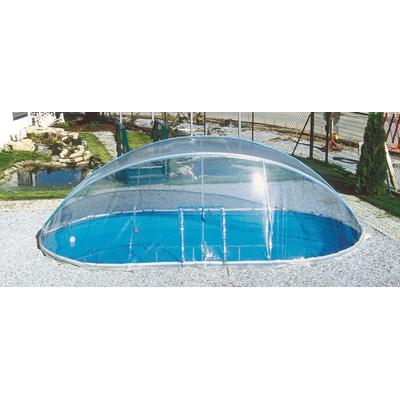 Poolverdeck KWAD "Cabrio Dome für ovale Pools mit breitem Handlauf", transparent, B:370cm H:165cm T:730cm, Polyvinylchlo