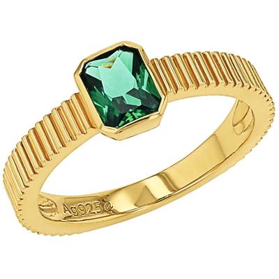 Fingerring AMOR "2037414/-15/-16/-17/-18" Gr. 54, gold (gelbgoldfarben, grün, grün), Fingerringe, Damen, 54, Silber 925 