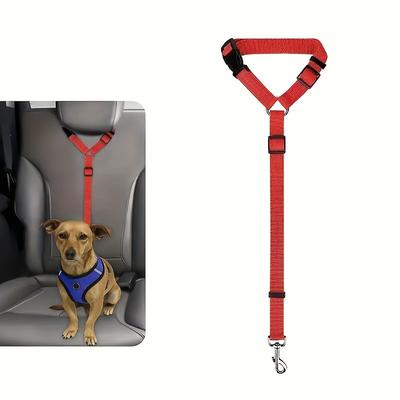 TEMU 1pc Dog Car Harness Safety Belt With , Polyamide Dog Leash For Vehicle Restraint, Adjustable Length, Pet Seatbelt For Small To Medium Dogs, No Battery Needed Image