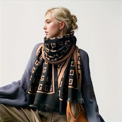 TEMU Exquisite Faux Scarf, Ultra-long And Minimalist Shawl, Versatile Winter Neck Warmer, Office And Outdoor Use Image
