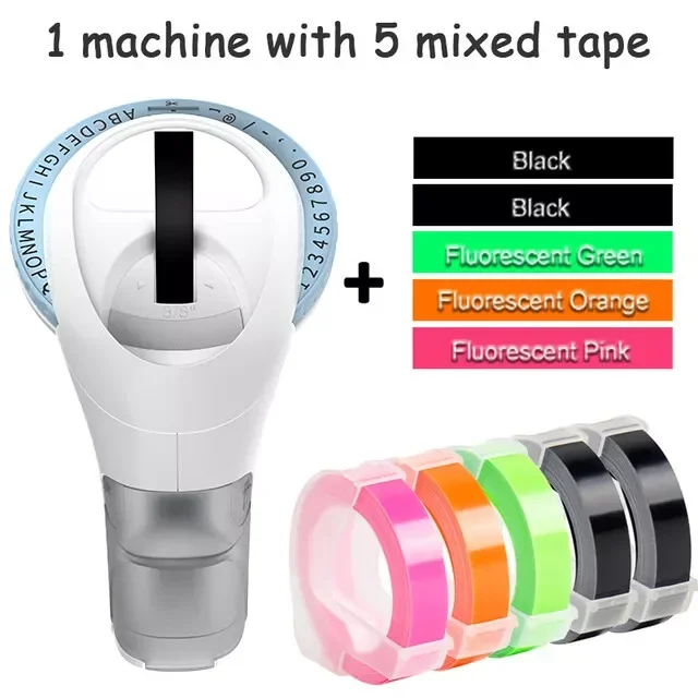 Phomemo OmegaS Etikettendrucker, 9 mm Prägung, 3D-Etikettendrucker, manuelle Etikettiermaschine, Schreibmaschine mit 5 Bändern, kompatibel für Dymo 12965 Image