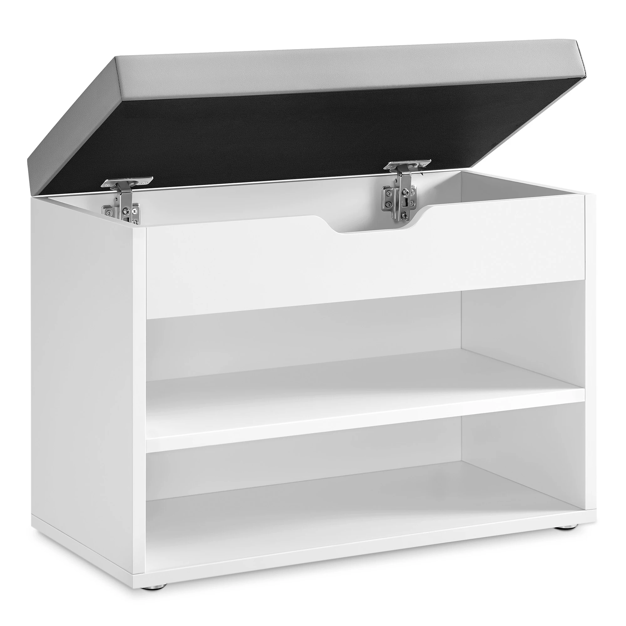 VASAGLE Schuhbank, Sitzbank, Schuhregal mit gepolstertem Kissen, Schuhorganizer mit 3 Ebenen, 30 x 60 x 44 cm, für Flur Image