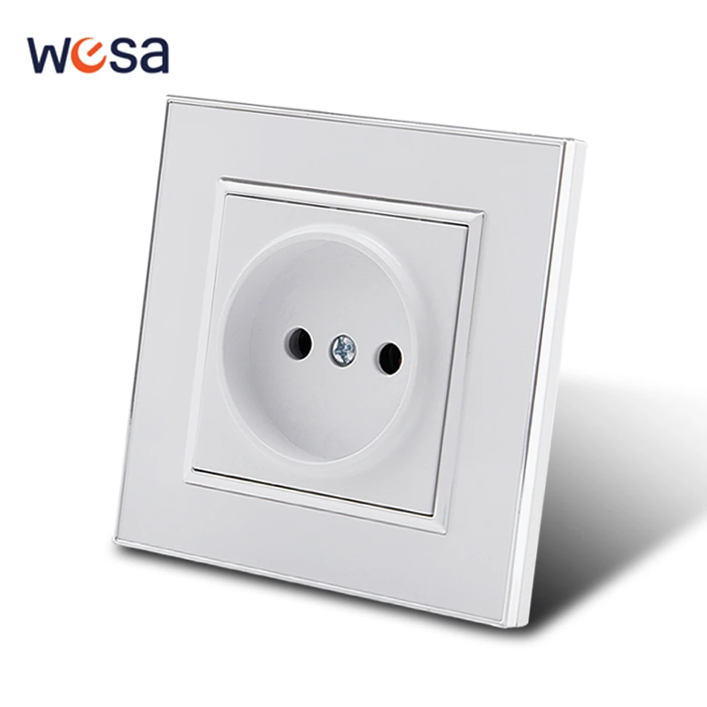 WESA EU-Standard-Spiegel-Acryl-Wandsteckdose, weiße, flammhemmende Panel-Steckdose, 16 A, Steckdose, keine Standard-Erdung Image